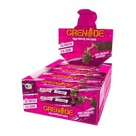 Grenade Proteinbar 12 x 60 g, Dark Chocolate Raspberry